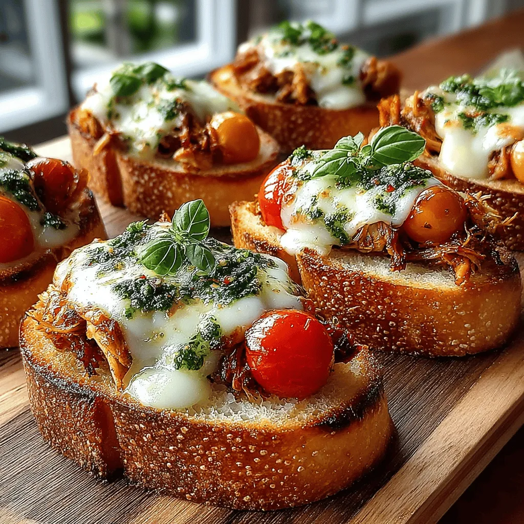 In the world of culinary delights, simplicity and flavor reign supreme, especially when it comes to appetizers. Enter Mini Pesto Chicken Toasts Delight—a dish that beautifully marries ease of preparation with a burst of vibrant flavors. This recipe features tender shredded chicken, elevated by the aromatic essence of basil pesto, complemented by the juiciness of cherry tomatoes and the indulgent creaminess of mozzarella cheese, all resting atop a crispy bread base.