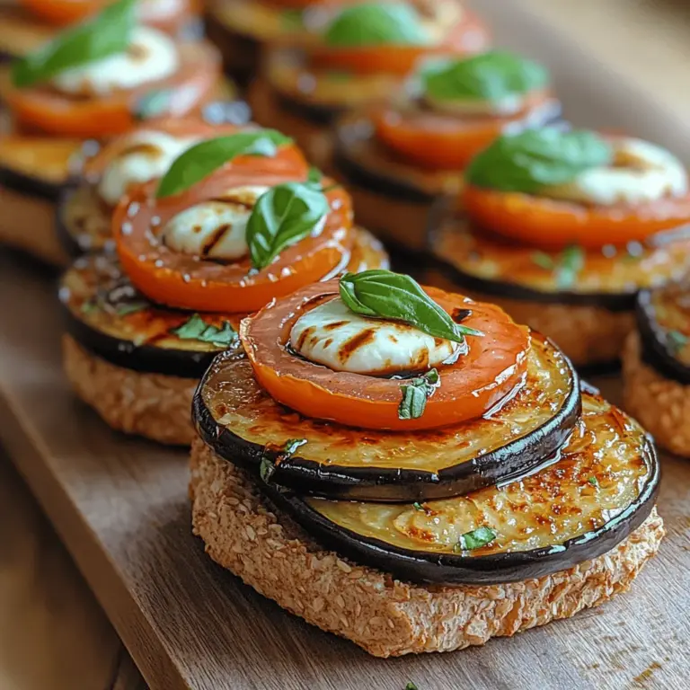 In the realm of vegetarian cuisine, Mini Caprese Eggplant Sliders stand out as an exquisite fusion of flavors and textures that pay homage to the classic Caprese salad. This dish ingeniously combines the rich, creamy essence of fresh mozzarella and the vibrant zest of ripe tomatoes with the satisfying, hearty texture of roasted eggplant. Perfect for gatherings, parties, or simply as a healthy option for a weeknight dinner, these sliders offer a delightful alternative that is both simple to prepare and incredibly delicious. With each bite, you can experience the harmonious interplay of fresh ingredients, making them a hit among vegetarians and meat-lovers alike.