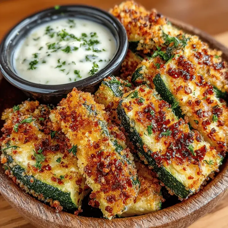 The Crunchy Zucchini Frenzy is more than just a snack; it's a celebration of flavor and nutrition. This dish features zucchini wedges that are expertly breaded and baked to achieve a golden, crunchy exterior, while retaining a tender interior. The result is a mouthwatering appetizer that is both satisfying and guilt-free.