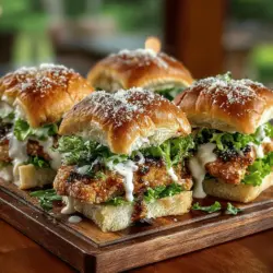 Mini Crispy Chicken Caesar Sliders are an innovative and delicious twist on the beloved Caesar salad. These sliders encapsulate the essence of the classic dish, featuring crispy, golden-brown chicken, tangy Caesar dressing, and crisp romaine lettuce, all tucked neatly into mini slider buns. They are a fantastic option for a variety of occasions, whether you're hosting a lively gathering, cheering for your favorite team on game day, or simply looking for a fun weeknight dinner that the whole family will love. Not only are these sliders simple to prepare, but they also deliver a satisfying punch of flavor that will leave everyone asking for seconds.