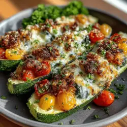 Cheesy Mediterranean Stuffed Zucchini Boats
