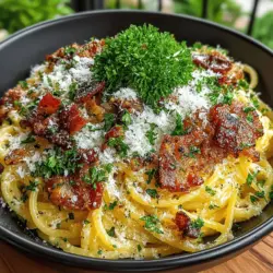 Spaghetti Carbonara Delight with Crispy Bacon