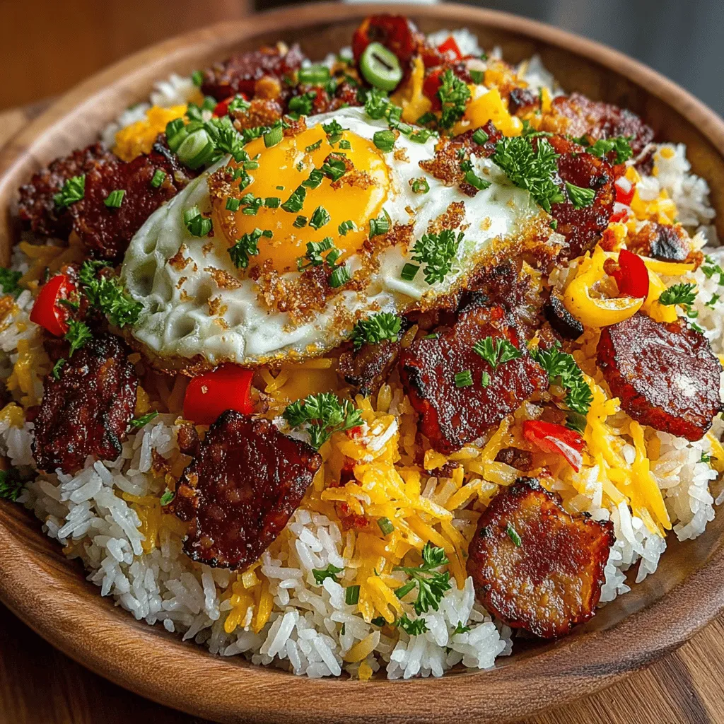 The first step in adding depth and protein to our Charcuterie Board Fried Rice is to scramble the eggs. Begin by cracking the eggs into a bowl and whisking them until the yolks and whites are fully combined. This process introduces air into the mixture, resulting in fluffier eggs.