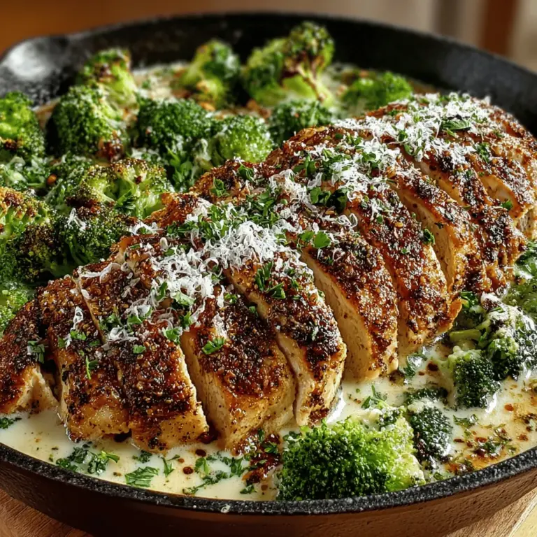 To achieve the perfect flavor and texture in your Creamy Garlic Chicken and Broccoli Skillet, the sautéing process is crucial. Start by heating a tablespoon of olive oil in a large skillet over medium-high heat. When the oil is hot, carefully add the chicken pieces in a single layer, ensuring not to overcrowd the pan. Overcrowding can lead to steaming rather than browning, so it’s better to work in batches if necessary.