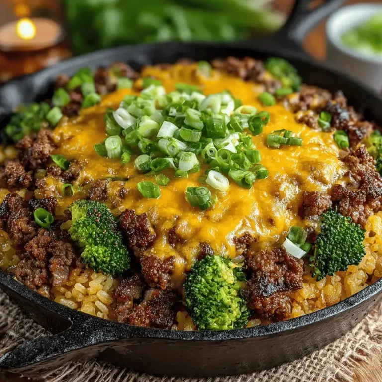 Cooking can sometimes feel overwhelming, especially when it comes to balancing flavor, nutrition, and ease of preparation. However, this One-Pan Cheesy Beef and Broccoli Rice recipe is here to change that perception. With just a few wholesome ingredients, this dish combines protein, grains, and vegetables into a hearty meal that’s not only satisfying but also easy to clean up afterward. This blog post will guide you through the preparation and cooking process, highlighting the benefits of the ingredients and providing insights into making this dish your new go-to weeknight meal.