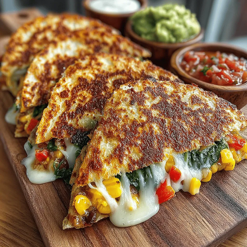 In a world where healthy eating can often feel like a chore, the Colorful Veggie Fiesta Quesadillas provide a vibrant, delicious, and nutritious solution. This recipe is not just a feast for the taste buds; it’s a visual delight that brings a burst of color to your plate while offering a wealth of essential nutrients. Perfect for a quick weeknight dinner or a lively lunch, these quesadillas celebrate the fresh flavors of seasonal vegetables and gooey melted cheese, all wrapped in the wholesome goodness of whole wheat tortillas. With their quick preparation and delightful taste, they are sure to become a staple in your culinary repertoire.