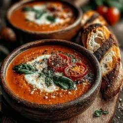 Creamy Tomato Basil Bliss Soup is a warm embrace in a bowl, combining the rich, comforting flavors of ripe tomatoes and the fragrant essence of fresh basil. This delightful dish is more than just a soup; it's a culinary experience that brings together the vibrant essence of summer tomatoes with the aromatic allure of basil, creating a symphony of flavors that can brighten any meal. Whether you are looking for a quick weeknight dinner or a comforting dish for a special occasion, this soup promises to be a crowd-pleaser.