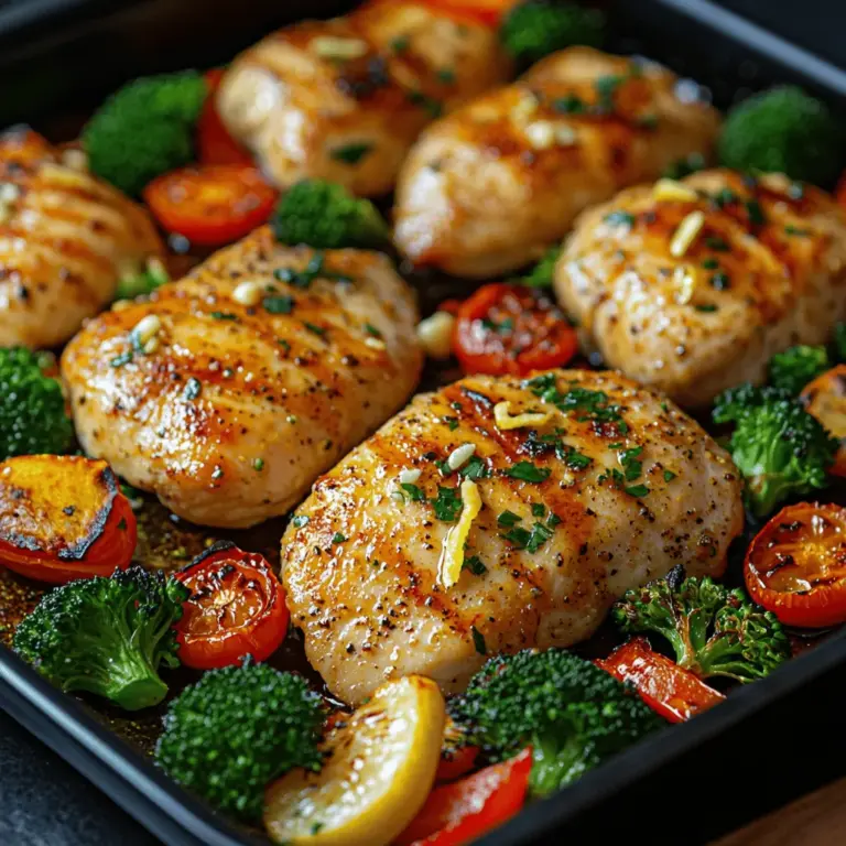 When it comes to quick and satisfying meals, few dishes can rival the appeal of Zesty One-Pan Lemon Garlic Chicken & Veggies. This delightful recipe combines tender chicken, vibrant vegetables, and a tangy lemon-garlic marinade that elevates the dish to new heights. Not only is it a feast for the taste buds, but it also presents an attractive, colorful plate that brings a burst of freshness to your dining experience. Perfect for any weeknight dinner, this dish stands out as a go-to option for busy individuals and families looking for a flavorful yet uncomplicated meal.