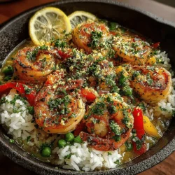 To start crafting your Zesty One-Pan Lemon Garlic Shrimp and Rice, you'll want to build a robust flavor foundation. Begin by heating a generous amount of olive oil in your skillet over medium heat. Add finely chopped onion and minced garlic when the oil is shimmering. The aromatic duo should be sautéed for about 2-3 minutes until the onion turns translucent and the garlic becomes fragrant, but be cautious not to let it brown, as burnt garlic can impart a bitter taste to your dish.