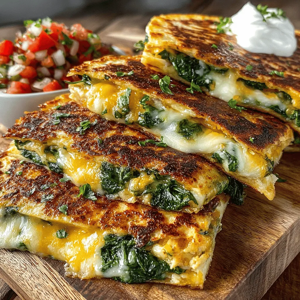 Quesadillas are a beloved staple in many households, known for their incredible versatility and satisfying flavors. Originating from Mexico, this delightful dish typically features a tortilla filled with various ingredients, folded over, and cooked until golden brown. The beauty of quesadillas lies in their adaptability; they can be filled with anything from cheese and beans to meats and vegetables, catering to a wide range of tastes and dietary preferences. Among the myriad of quesadilla variations, Cheesy Spinach and Chicken Quesadillas stand out for their perfect balance of wholesome ingredients and indulgent flavors.