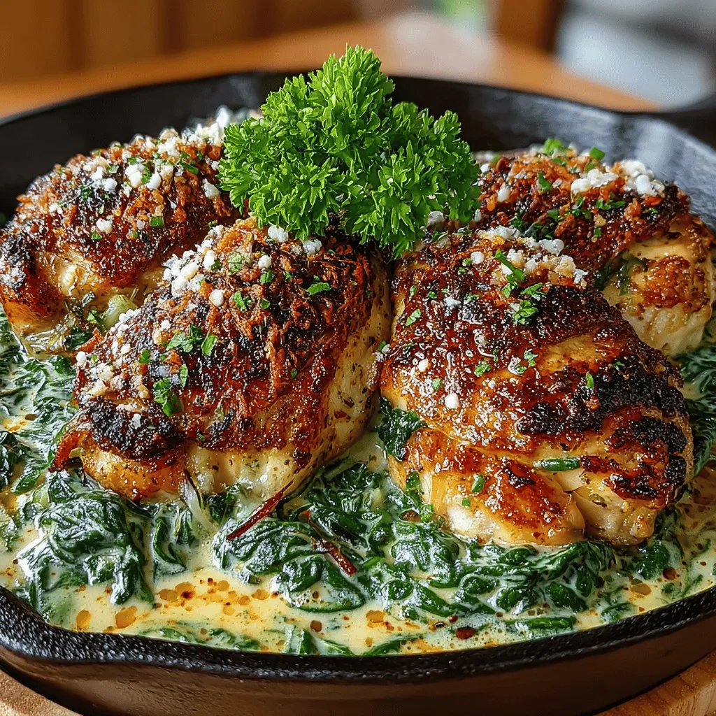 Delve into the world of culinary delights with our Garlic Lovers’ Creamy Spinach Chicken Skillet recipe. This dish is a celebration of flavors, combining the robust essence of garlic, a velvety creamy sauce, and succulent chicken, all beautifully enhanced by the vibrant freshness of spinach. Whether you are a seasoned chef or a kitchen novice, this recipe promises to impress with its simplicity and taste.