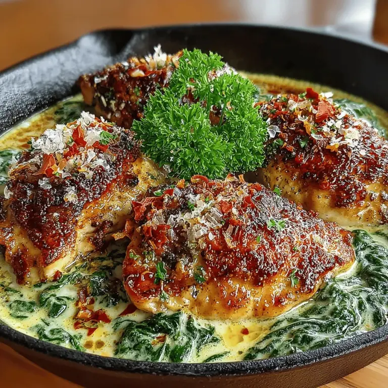 Delve into the world of culinary delights with our Garlic Lovers’ Creamy Spinach Chicken Skillet recipe. This dish is a celebration of flavors, combining the robust essence of garlic, a velvety creamy sauce, and succulent chicken, all beautifully enhanced by the vibrant freshness of spinach. Whether you are a seasoned chef or a kitchen novice, this recipe promises to impress with its simplicity and taste.