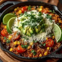 The One-Pan Taco Quinoa Fiesta is a delightful culinary creation that combines the zesty flavors of traditional tacos with the wholesome nutrition of quinoa. This recipe is designed to be both satisfying and uncomplicated, making it an ideal choice for busy weeknights or relaxed gatherings with friends and family. With the explosion of flavors and textures, this dish is not just a meal; it's a celebration of vibrant ingredients that nourish the body and please the palate.