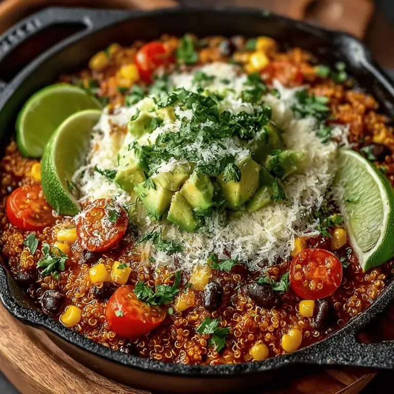 The One-Pan Taco Quinoa Fiesta is a delightful culinary creation that combines the zesty flavors of traditional tacos with the wholesome nutrition of quinoa. This recipe is designed to be both satisfying and uncomplicated, making it an ideal choice for busy weeknights or relaxed gatherings with friends and family. With the explosion of flavors and textures, this dish is not just a meal; it's a celebration of vibrant ingredients that nourish the body and please the palate.