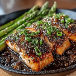 Sweet & Sticky Honey Garlic Salmon with Asparagus