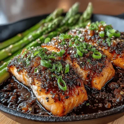 Sweet & Sticky Honey Garlic Salmon with Asparagus