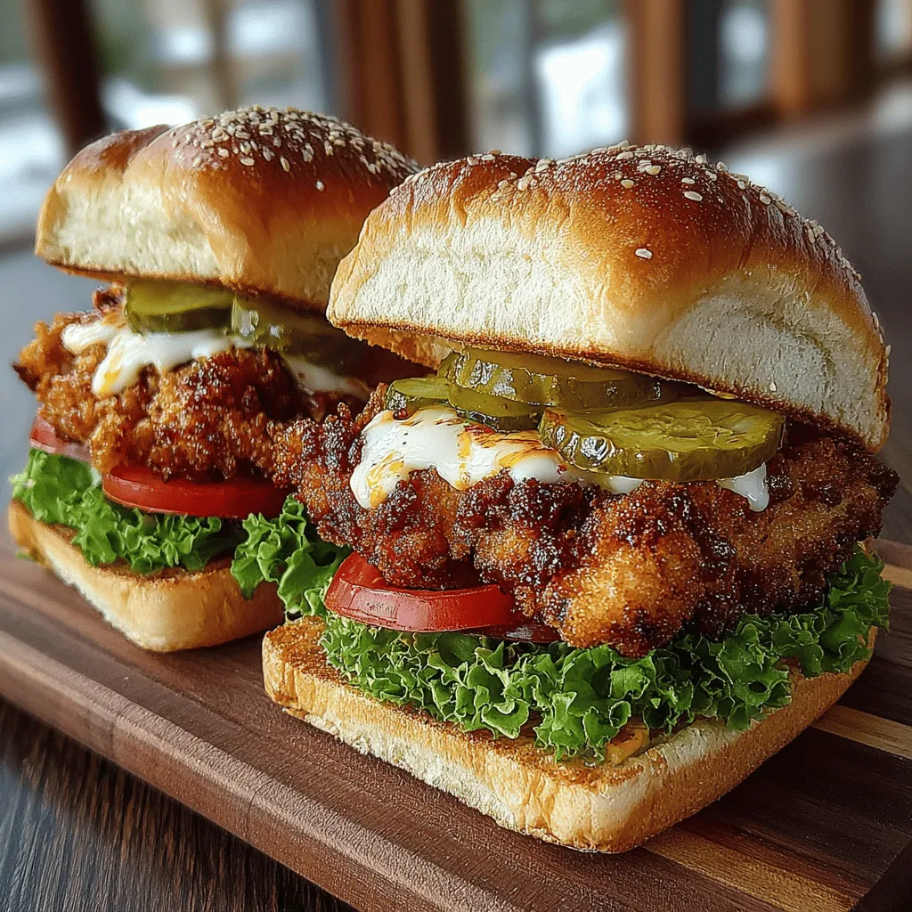 Fried chicken sandwiches have surged in popularity, becoming a beloved staple in kitchens across the globe. They offer a satisfying combination of crispy, golden-brown chicken nestled between soft, pillowy bread, often adorned with fresh toppings and rich sauces. Our recipe for Crispy Delight Golden Fried Chicken Sandwiches elevates this classic dish by infusing it with a medley of flavors and textures that are sure to delight your taste buds. Whether you're hosting a weekend gathering for friends and family or seeking a comforting meal to enjoy on a weeknight, these sandwiches promise to impress.