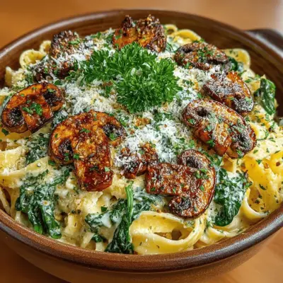 One-Pot Creamy Mushroom and Spinach Pasta