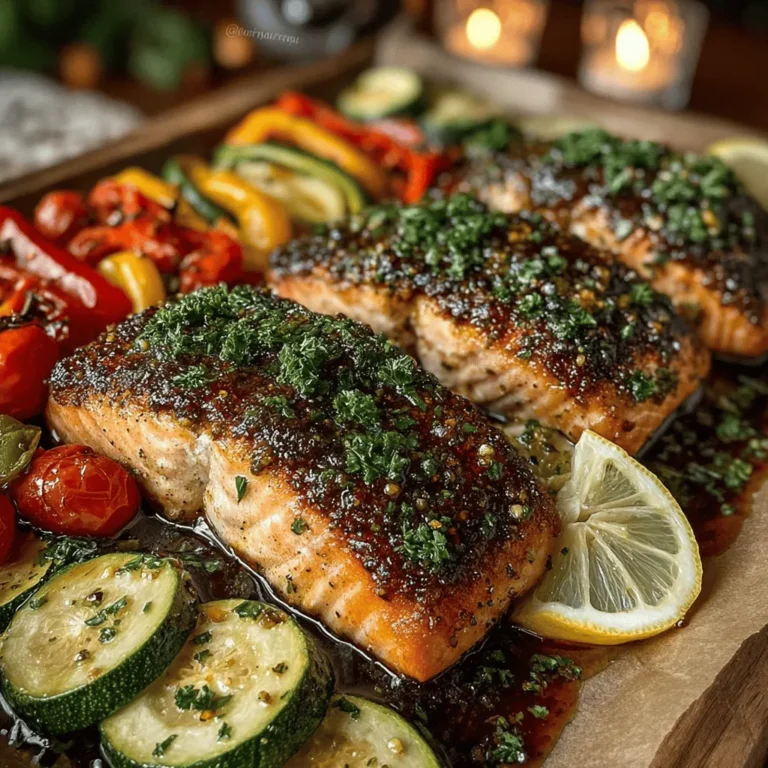 - 4 salmon fillets (fresh or thawed) - 4 tablespoons unsalted butter, melted - 4 cloves garlic, minced - 1 lemon, juiced and zested - 1 cup cherry tomatoes, halved - 1 medium zucchini, sliced - 1 bell pepper (red, yellow, or green), sliced - 1 teaspoon dried oregano - Salt and pepper to taste - Fresh parsley, chopped for garnish (optional)