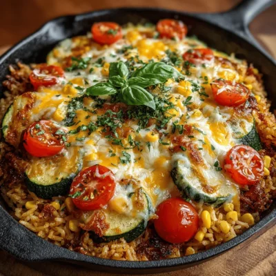 One-Skillet Cheesy Vegetable and Rice Bake