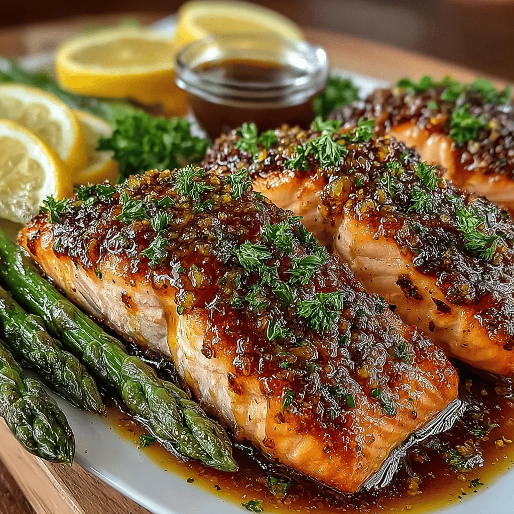 Honey Mustard Glazed Salmon with Asparagus is a delightful dish that combines the rich, buttery flavor of salmon with the sweet and tangy notes of honey mustard. This recipe not only tantalizes the taste buds but also provides an array of health benefits, making it a perfect choice for health-conscious diners. The combination of ingredients is simple yet sophisticated, allowing even novice cooks to impress their family or guests. With fresh ingredients at the forefront, this dish fits seamlessly into a balanced diet and is suitable for both busy weeknights and special occasions.