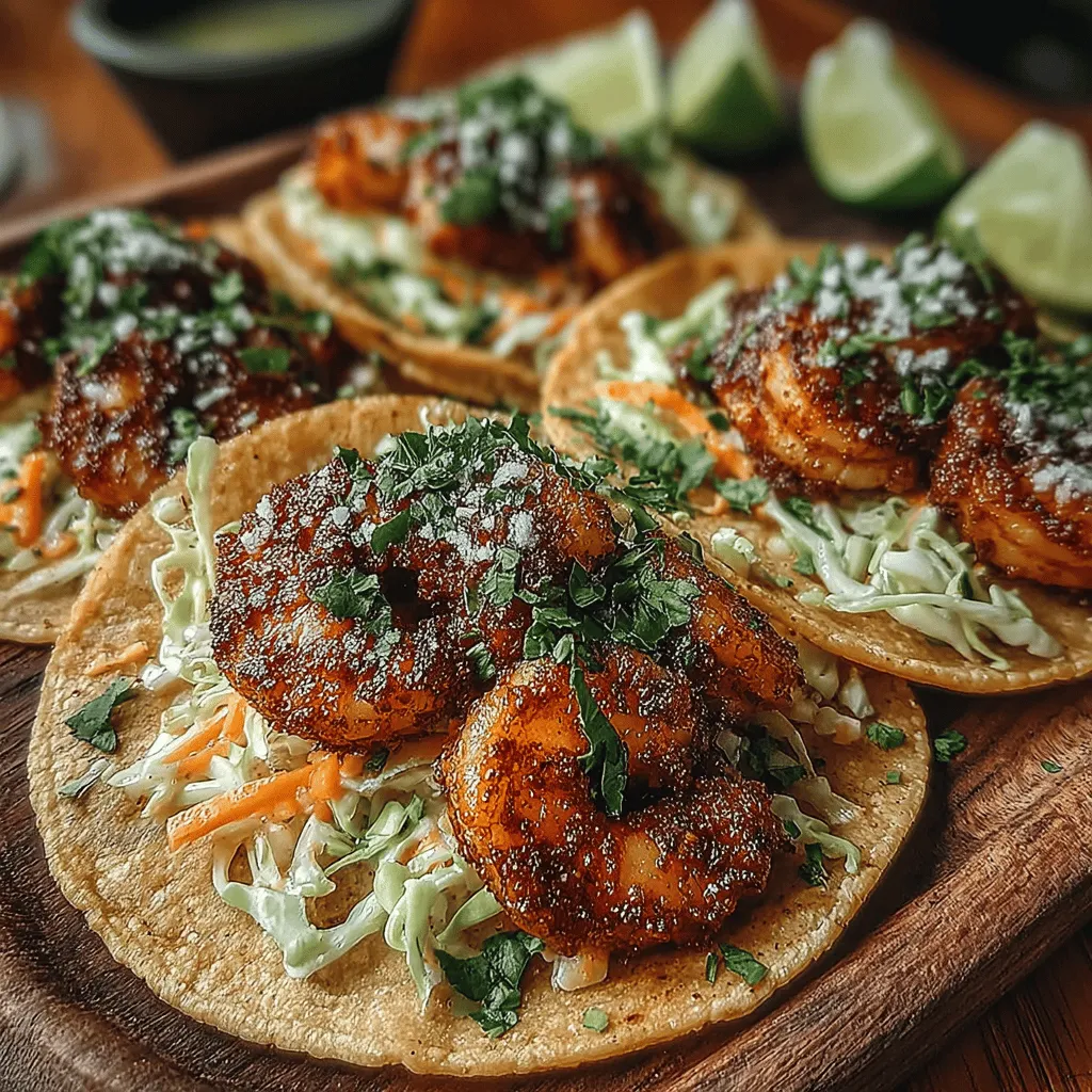 - 1 pound large shrimp, peeled and deveined - 2 tablespoons olive oil - 1 teaspoon chili powder - 1 teaspoon cumin - 1 teaspoon smoked paprika - 1/2 teaspoon garlic powder - 1/2 teaspoon salt - 1/4 teaspoon black pepper - Juice of 1 lime - 8 small corn or flour tortillas